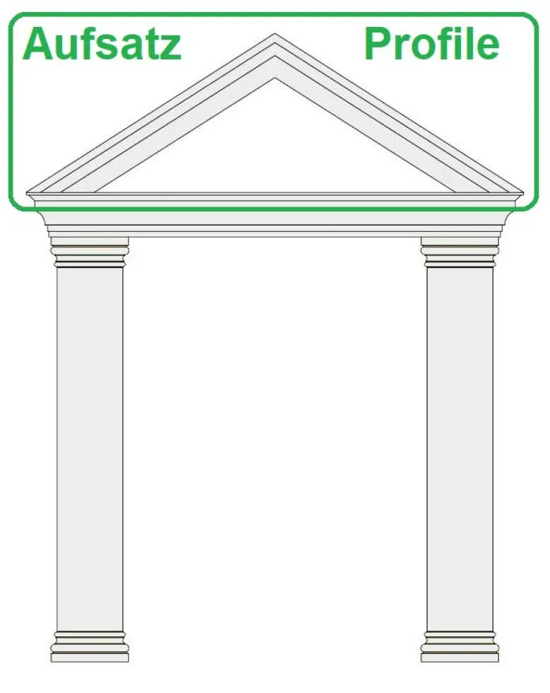 Tympanon Giebel Portal mit Säulen Fassadenstuck