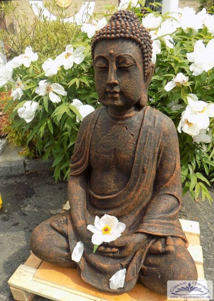 Gartenskulptur Buddha Figur braun