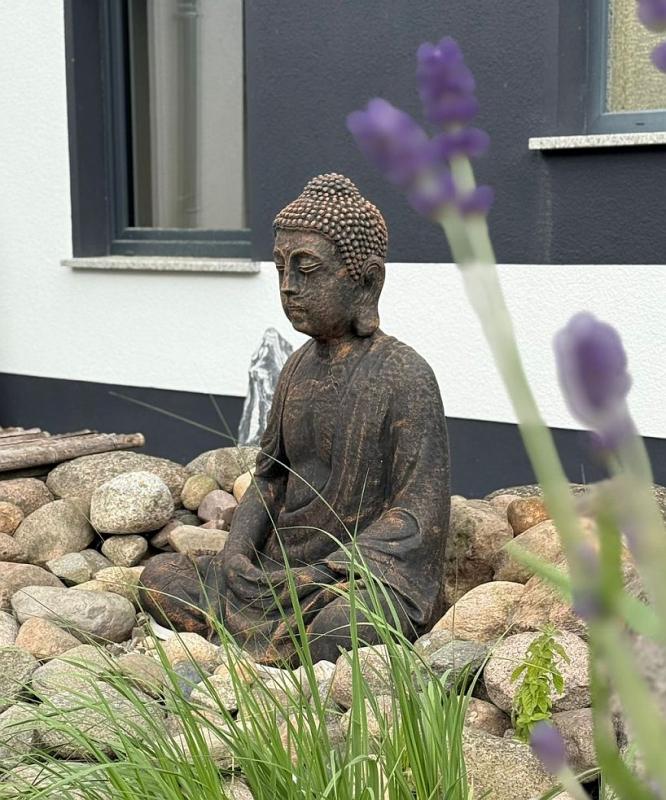 Große Buddha Gartenfigur Beton Steinguss Skulptur