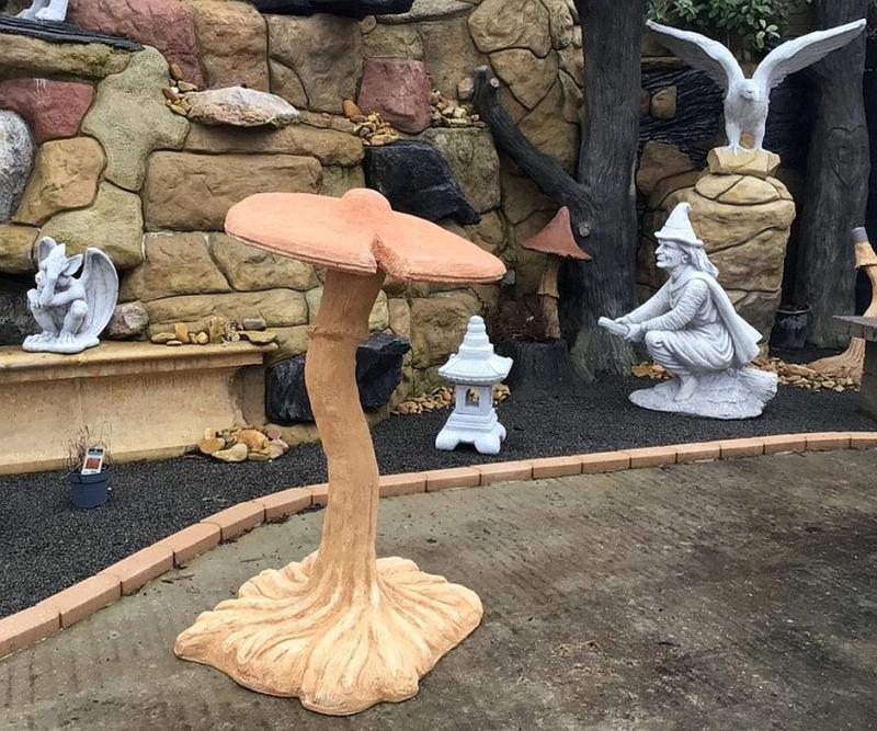 Steinfigur XXL Pilz Gartenfigur Steinguss H. 119 cm Gartendekoration Frostsicher