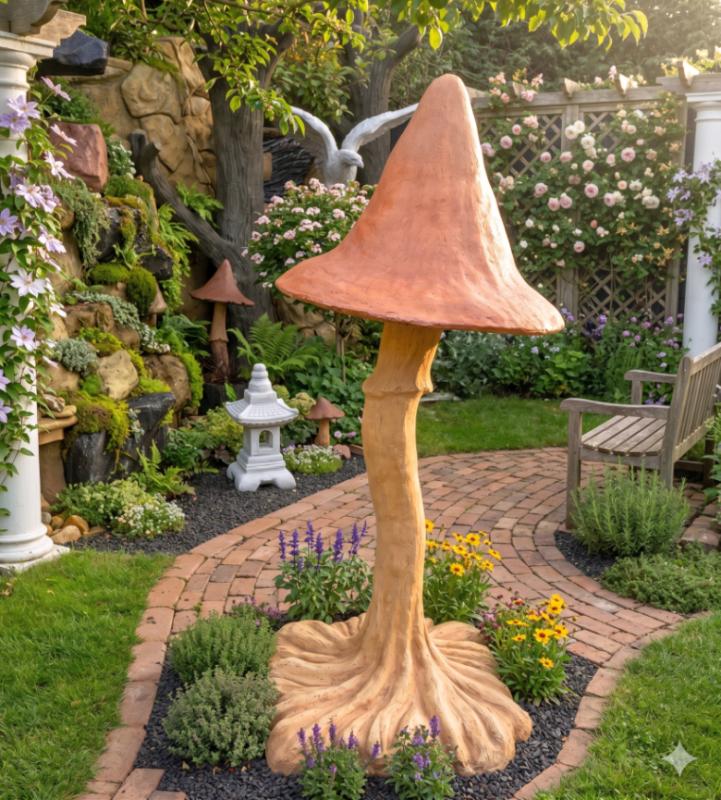 Steinfigur XXL Gartenpilze Gartenfigur Steinguss 151 cm Gartendekoration Riesenpilz Figur 182kg