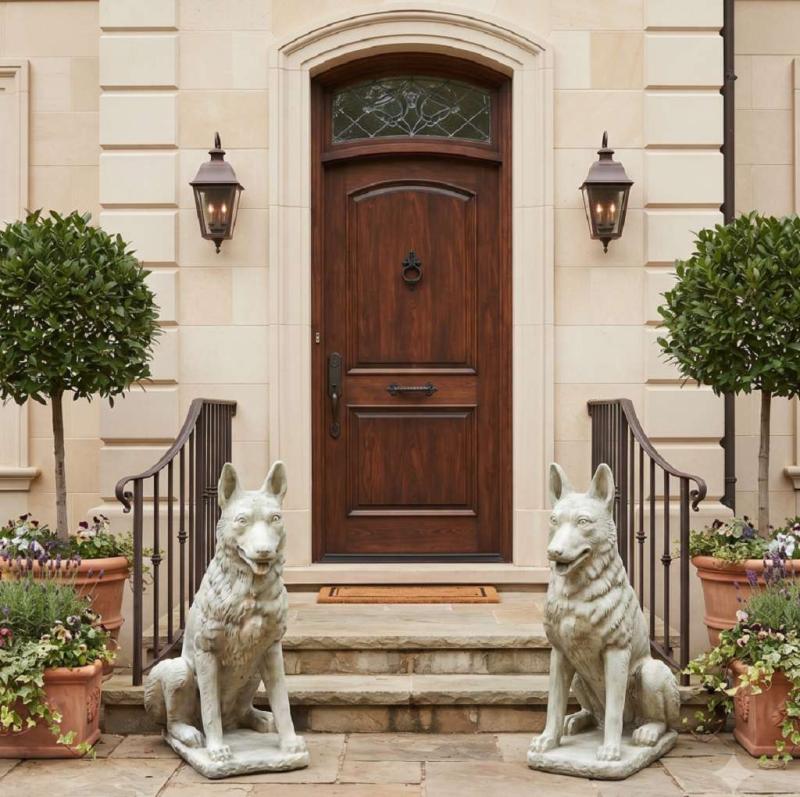 Deutscher Schäferhund Figur Hundefigur Gartendeko Tierfigur Beton Steinfigur 70cm