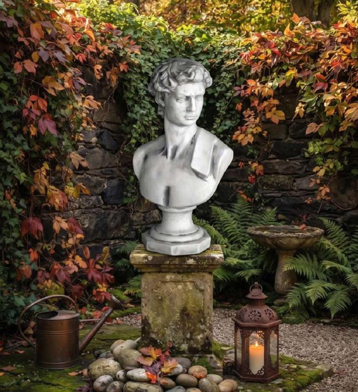 Davidbüste der bekannten Gartenskulptur Büsten als Gartendeko Skulptur 53cm