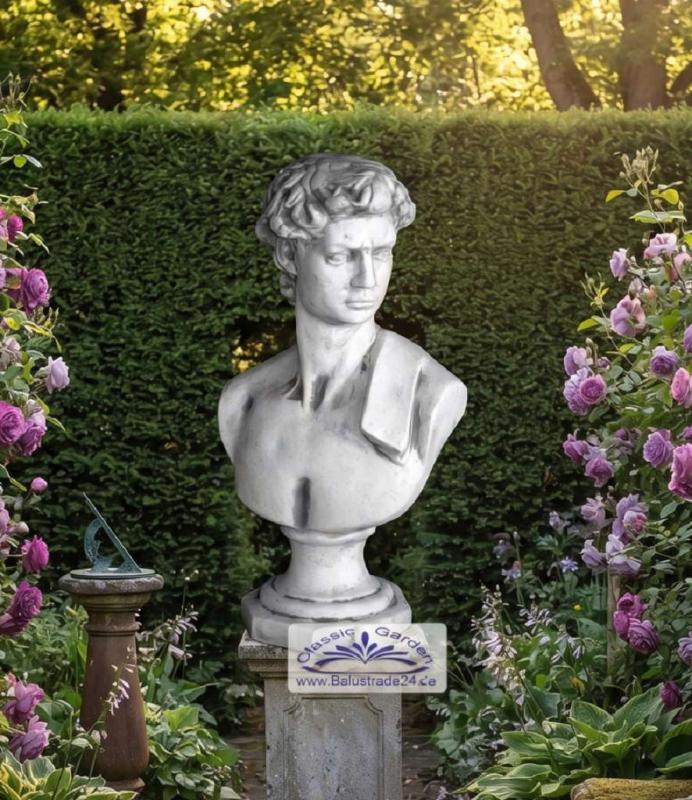 Davidbüste der bekannten Gartenskulptur Büsten als Gartendeko Skulptur 53cm