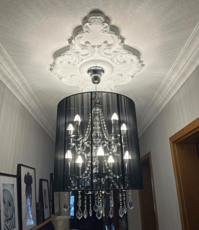 Deckenrosette oval | Polyurethan Hartschaum weiße Oberfläche 94x66cm