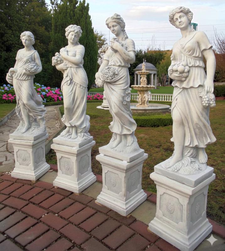 Frühling Sommer Herbst Winter Vierjahreszeiten Garten Steinfiguren