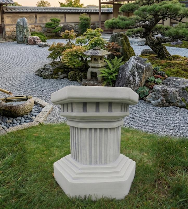 Sechseckiger Figurensockel aus Steinguss für Garten