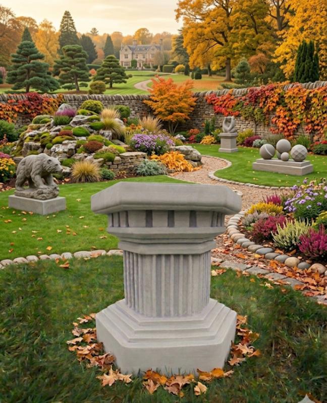 Sechs eckiger Steinsockel für Garten Figuren Pflanzkübel