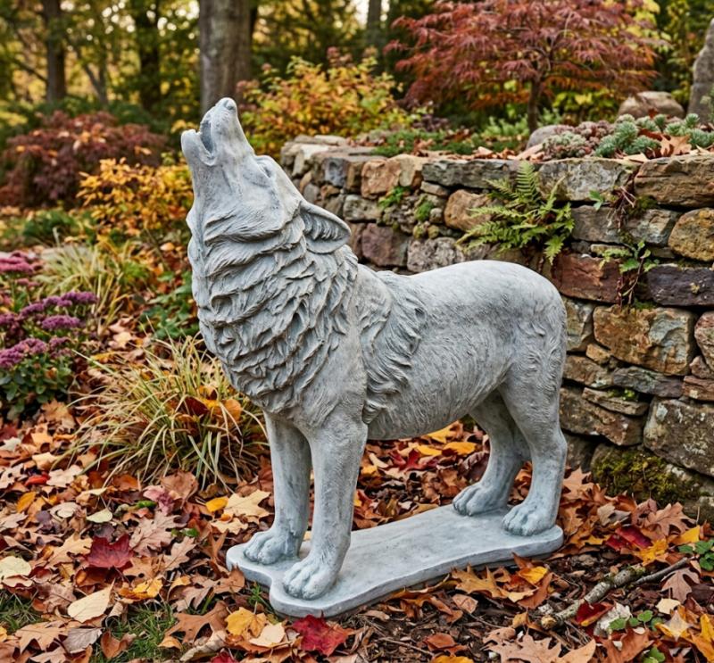 Wolf Figur lebensgroße Steinfigur Gartenfigur Tierfigur