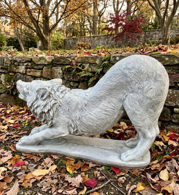 Wolf lebendsgroß Beton Steinguss Figur Gartendekoration Tierfigur Länge 100cm 140kg