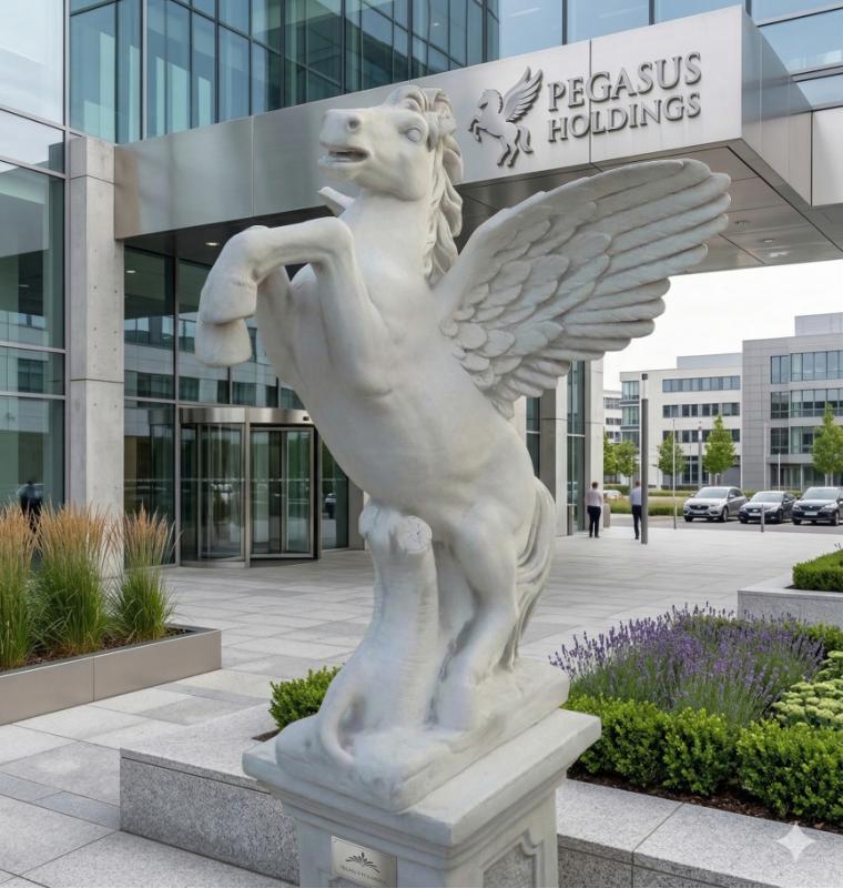 Pegasus Figur Pferde Skulptur 130cm Pferdestant Pferdefigur mit Flügel 130cm