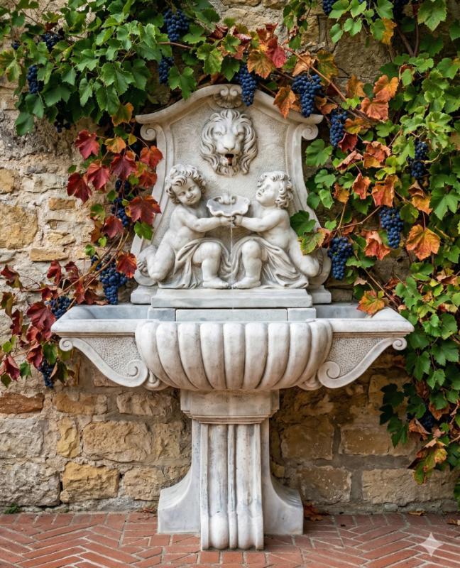 Brunnen mit Engel Figuren und Löwenkopf Antik Stil Gartenbrunnen 163cm 395kg