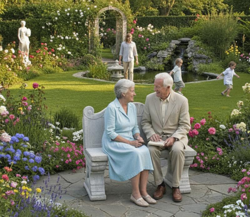 Gartenbank Beton Steinbank mit Lehne Betonmöbel Steinbank