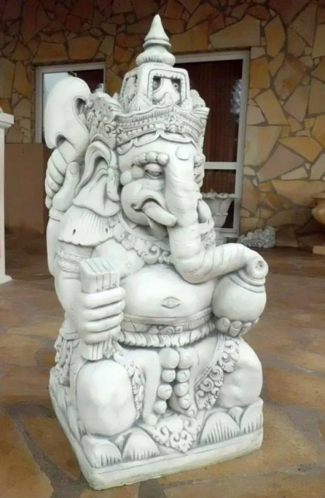 Ganesha Steinfigur hellgrau