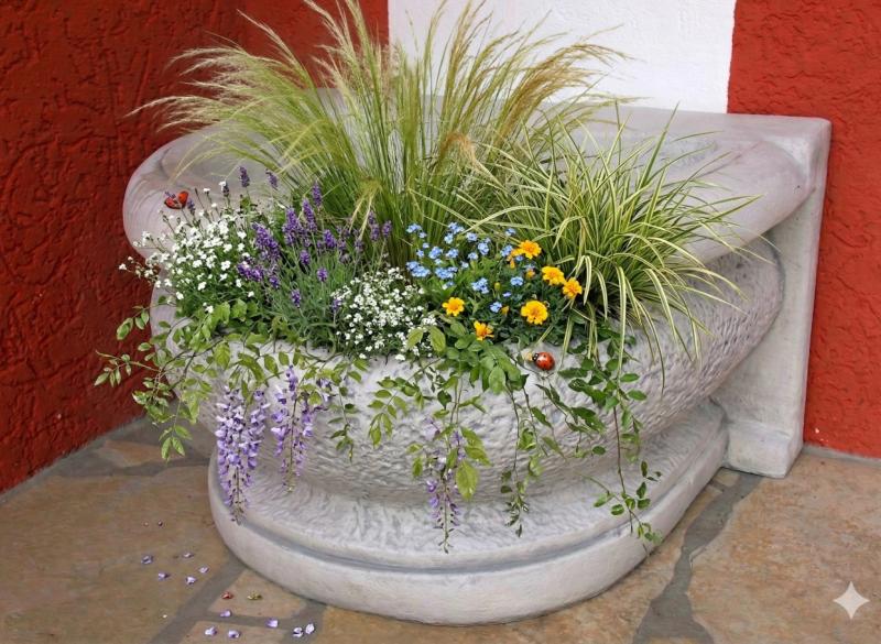 Pflanzkübel halbrund Wand Wasserbecken Schöpfbecken Wassertrog Pflanzkasten Steinguss 60cm 65kg