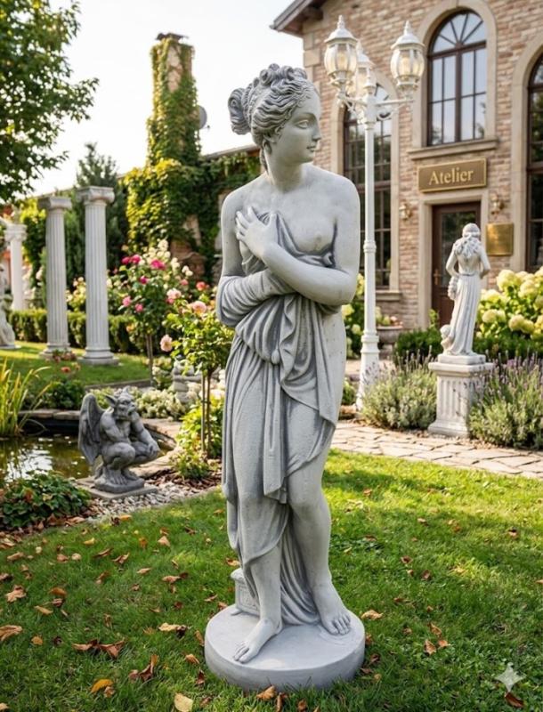 Gartenfigur Frau mit Tuch Gartendekoration Beton Steinfigur