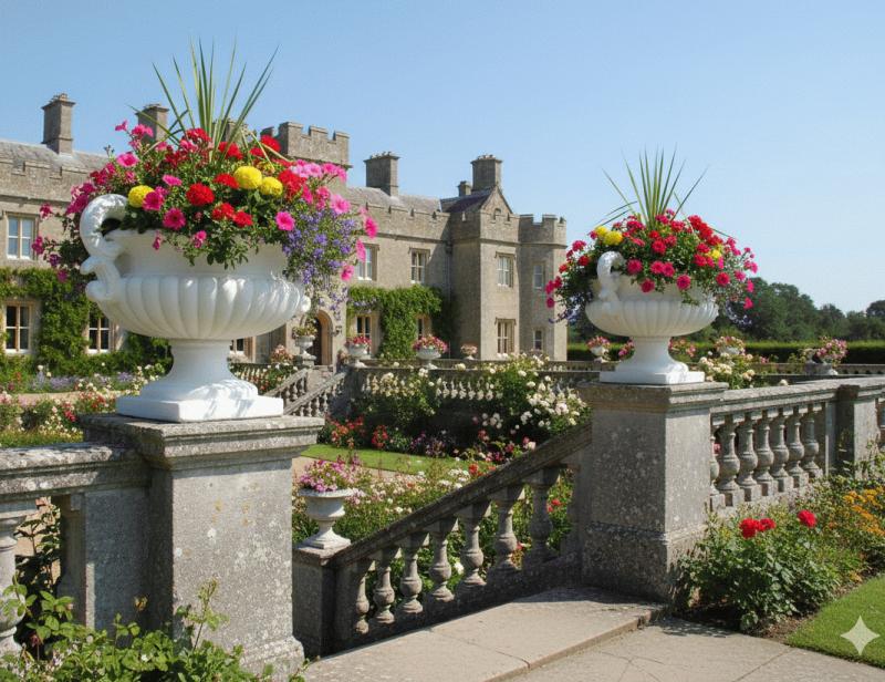 Blumenschale Henkelvase Barock Design Gartendeko Ziervase 53cm Durchmesser