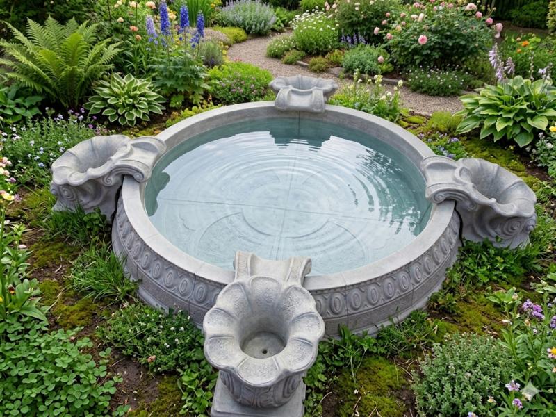 Brunnenring Gartenbrunnen Springbrunnen Wasserbecken mit Muschelelemente