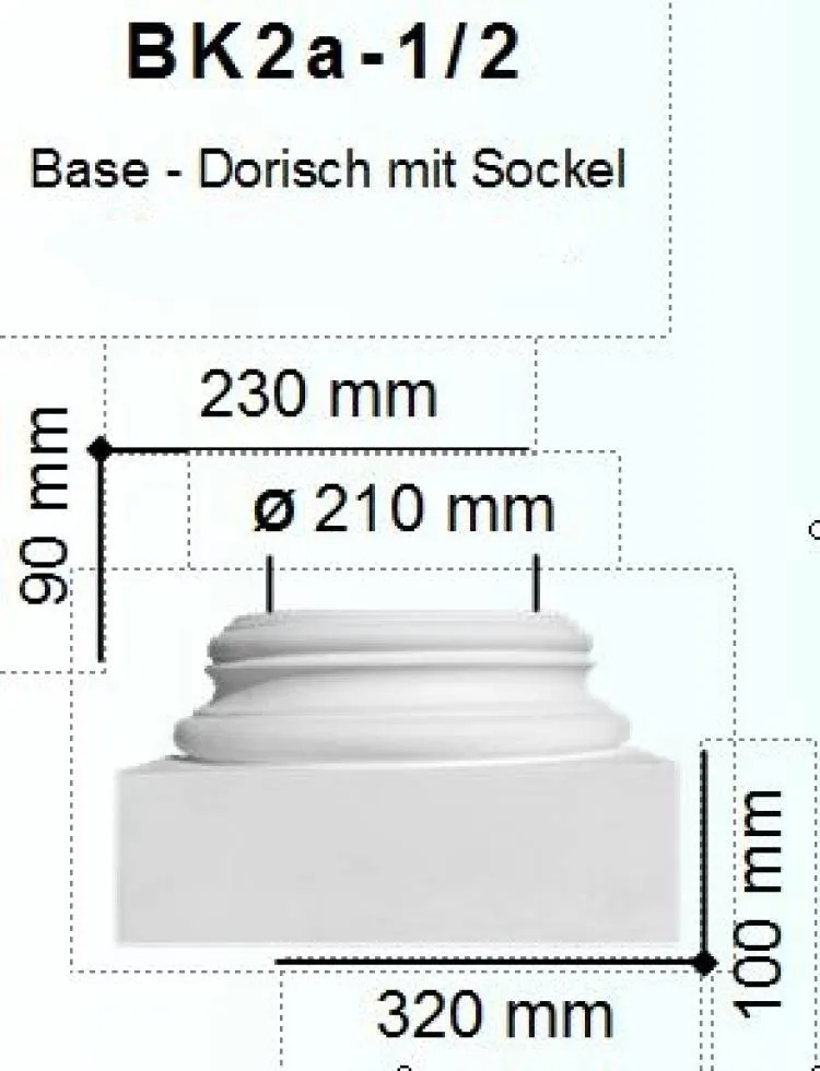 Halbschalen sockel aus gips für säule