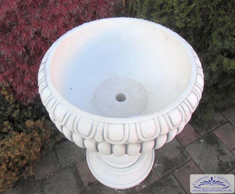 Säulenvase mit hohen Sockel als Pflanzgefäß Säulensockel aus weißem Beton Steinguss 98cm 170kg