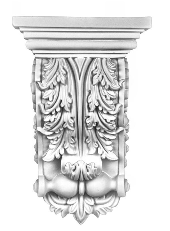 C2006 Schmuck Wandkonsole mit Loch für Vorhang Stange als leichte Konsole aus Polyurethan Hartschaum 255x165mm