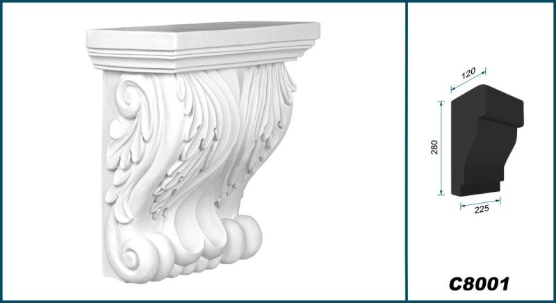 C8001 Schmuck Wandkonsole als Regalkonsole leichte Konsole aus Polyurethan Hartschaum 225x280mm