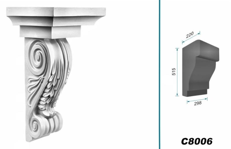 C8006 Schmuck Wandkonsole als Regalkonsole leichte Konsole aus Polyurethan Hartschaum 515x298mm