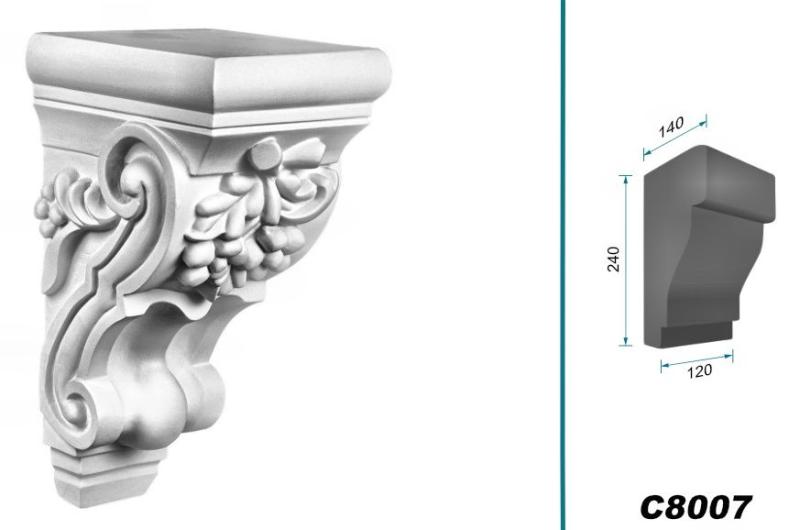 C8007 Schmuck Wandkonsole als Regalkonsole leichte Konsole aus Polyurethan Hartschaum 240x120mm