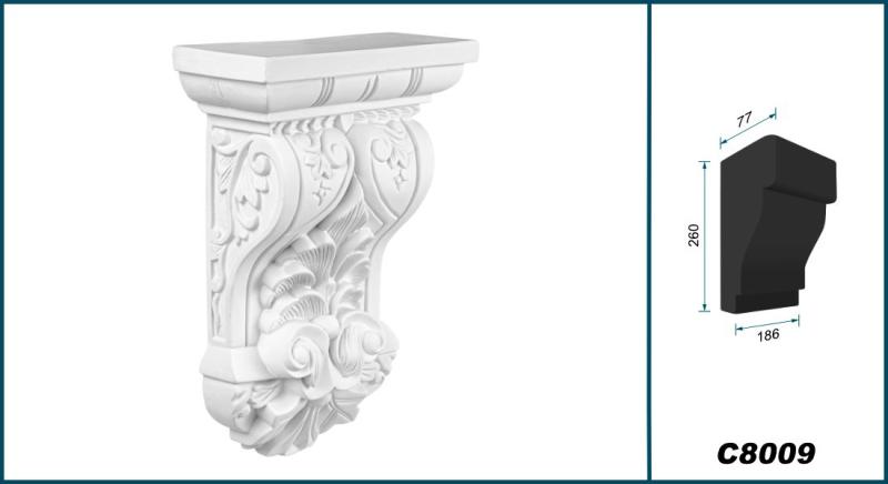 C8009 Schmuck Wandkonsole als Regalkonsole leichte Konsole aus Polyurethan Hartschaum 186x260mm