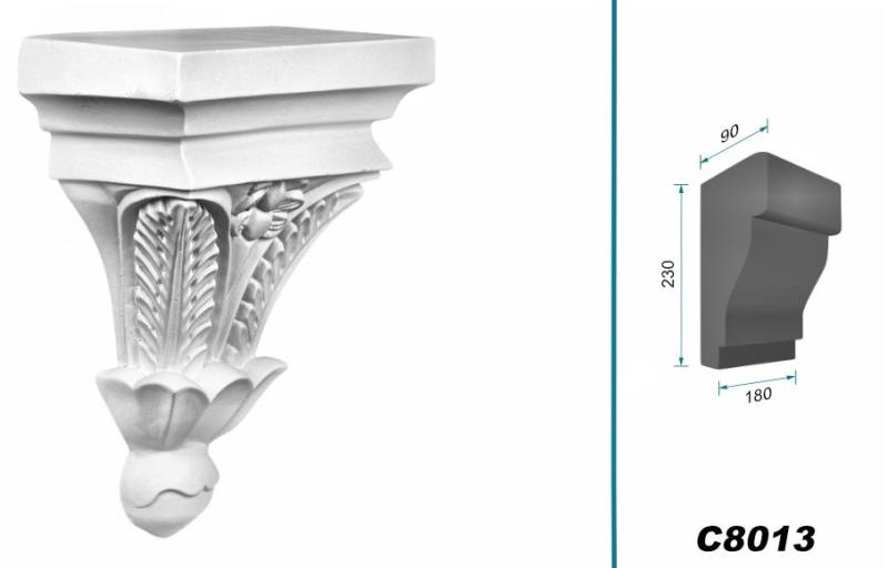 C8013 Schmuck Wandkonsole als Regalkonsole leichte Konsole aus Polyurethan Hartschaum 230x180mm