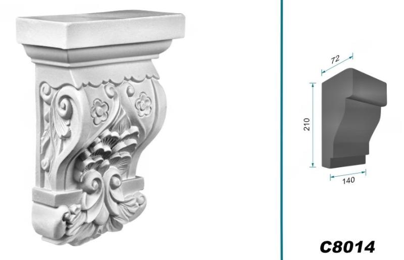 C8014 Schmuck Wandkonsole als Regalkonsole leichte Konsole aus Polyurethan Hartschaum 210x140mm