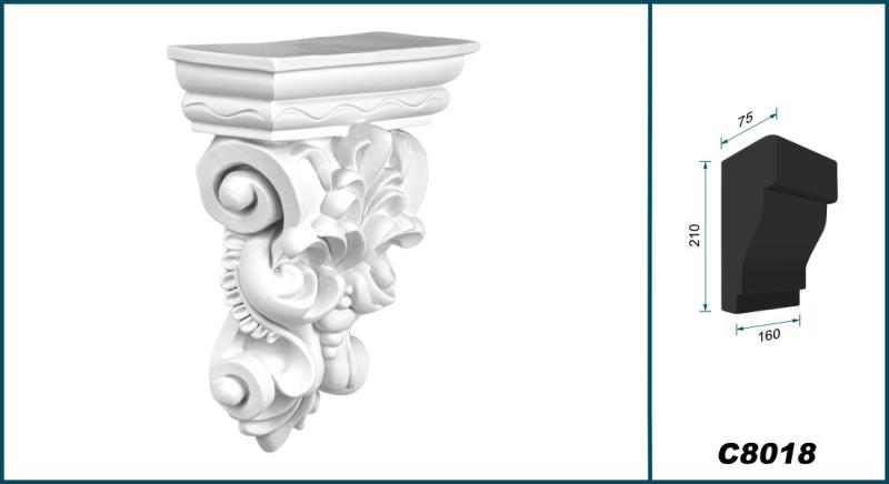 C8018 Schmuck Wandkonsole als Regalkonsole leichte Konsole aus Polyurethan Hartschaum 160x210mm