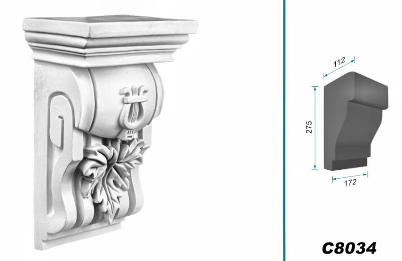 C8034 Schmuck Wandkonsole als Regalkonsole leichte Konsole aus Polyurethan Hartschaum 275x172mm