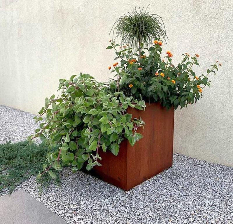 Cube Würfel - Quadratischer Pflanzkasten | Blumenkübel Cortenstahl Rost