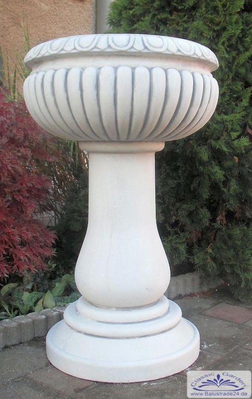 Säulenvase mit hohen Sockel als Pflanzgefäß Säulensockel aus weißem Beton Steinguss 98cm 170kg