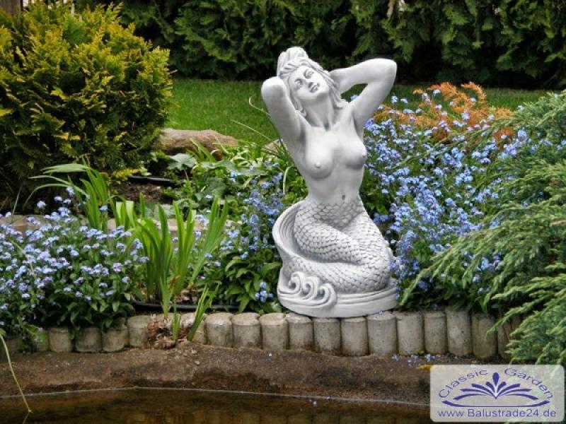 Gartenteich Steinfigur Meerjungfrau