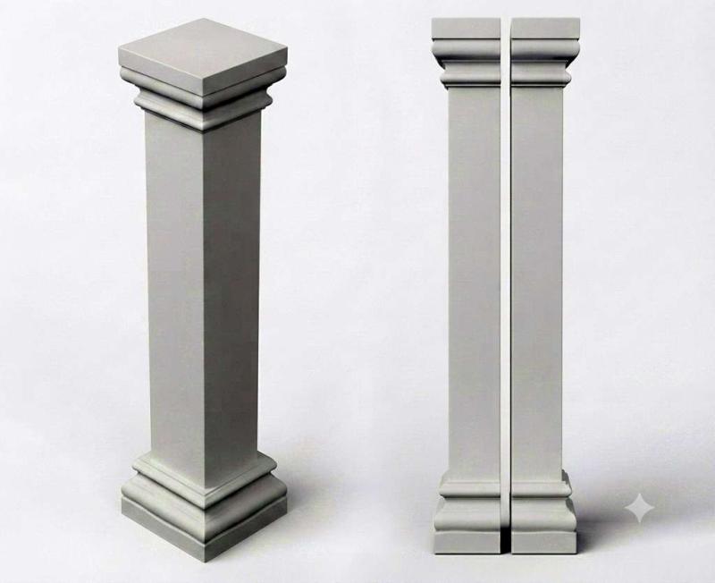 Styroporsäule 35cm eckige glatte U-Halbschale Leichtbausäulen Säulenverkleidung ESA35G
