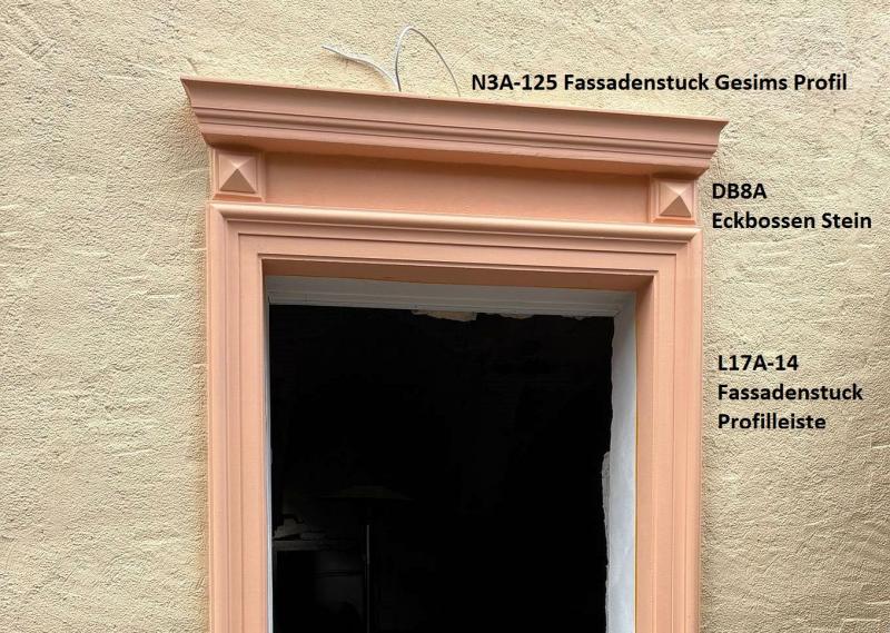 Fassadenstuck Styroporprofile für Traufkanten als Styroporstuck Gesims Profile 125x120mm 300cm N3A