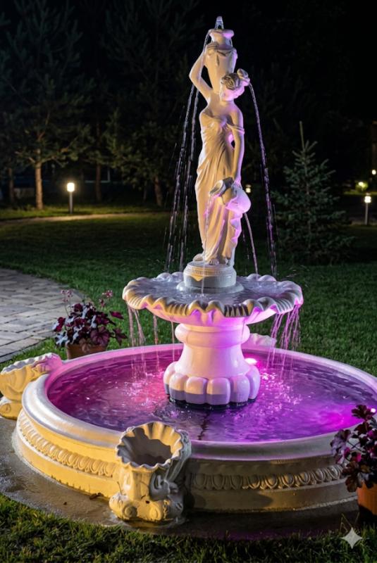 Gartenbrunnen Springbrunnen mit Figur und XL Brunnenbecken 220cm
