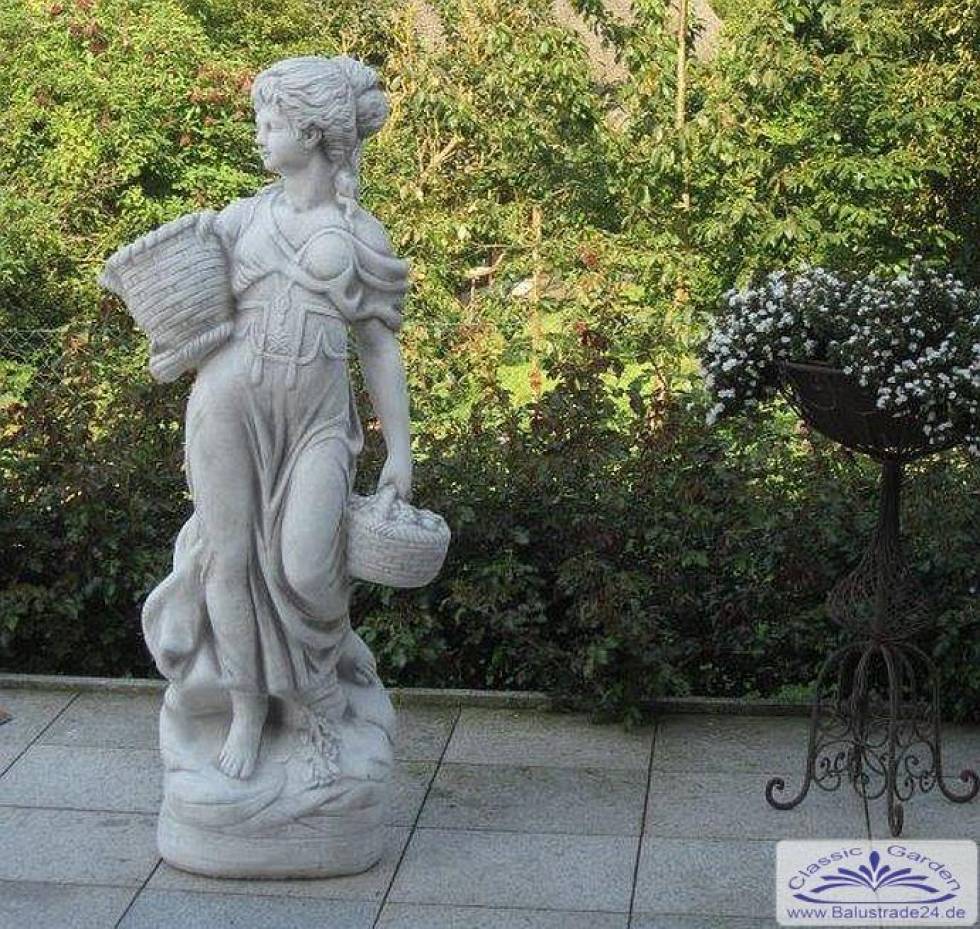 Steinkunstfigur Blumenmädchen mit Pflanzkorg