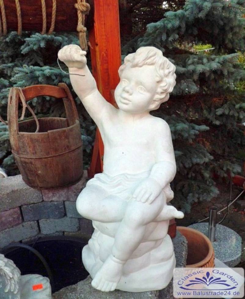 Gartenfigur Engel mit Lampe