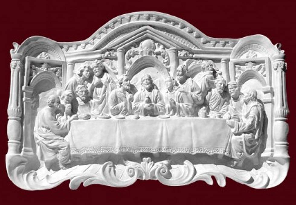Wandrelief aus Gips mit Jesus und seinen Jüngern