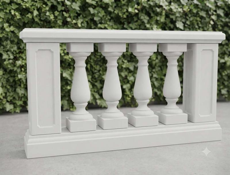 Balustrade Weißbeton 73cm hoch 125cm lang mit 5 Baluster Säulen keinen Pfeiler KP01098