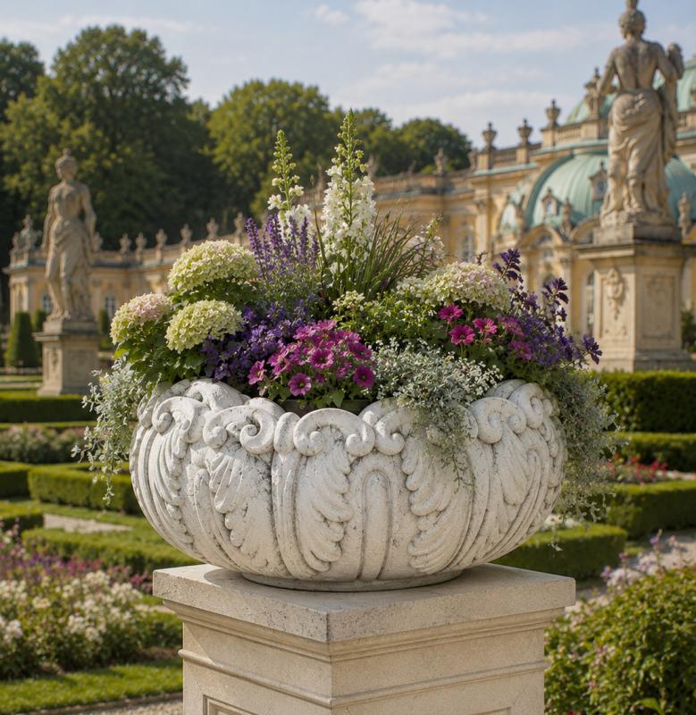 Pflanzschale Blumen Steinschale Beton Steinguss Blumenschale Höhe 23cm 51cm