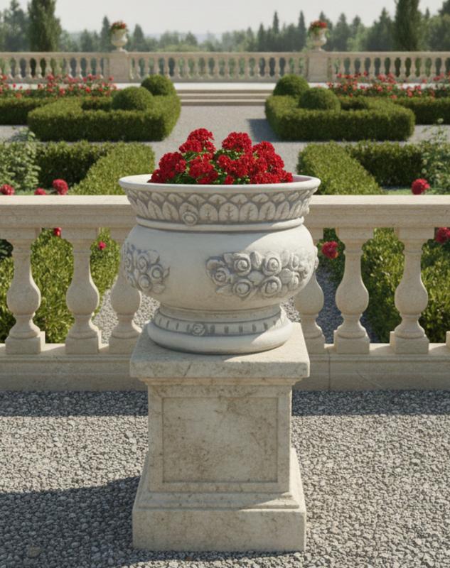 Ovaler Blumen Kübel Beton Steinguss