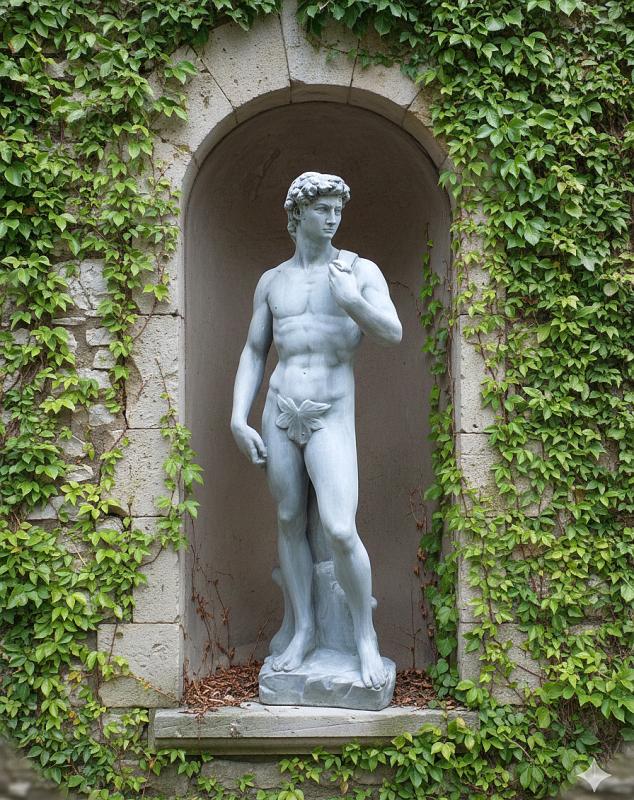 Antike David Figur Skulptur in Wand Nische