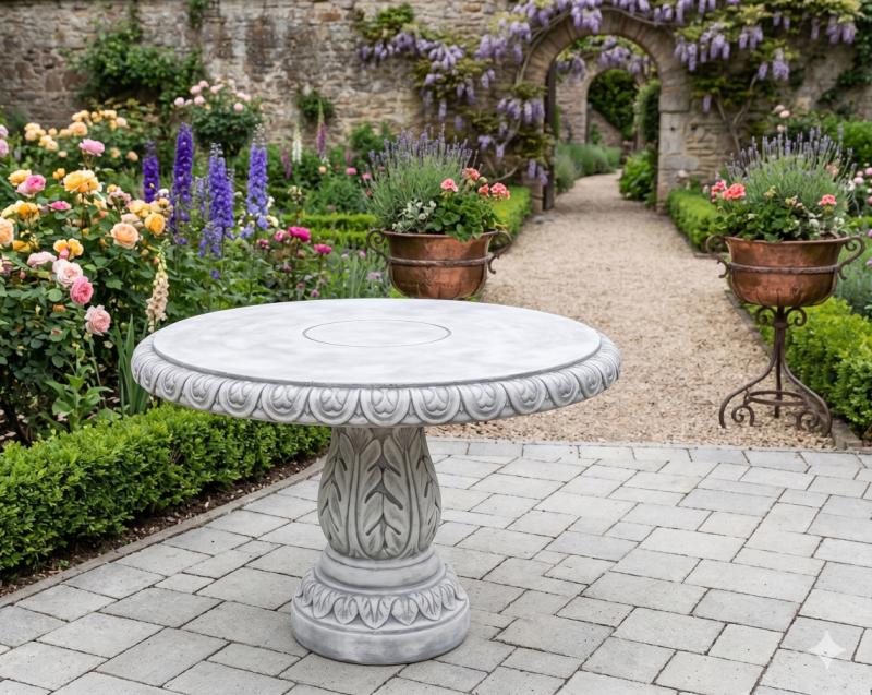 Gartentisch mit Tischplatte Beton Steintisch ⌀ 107cm