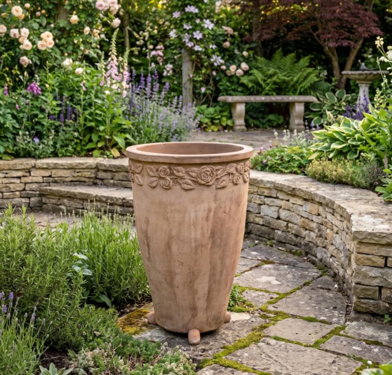 Pflanztopf konisch aus Steinguss frostfest & massiv Terracotta farbig