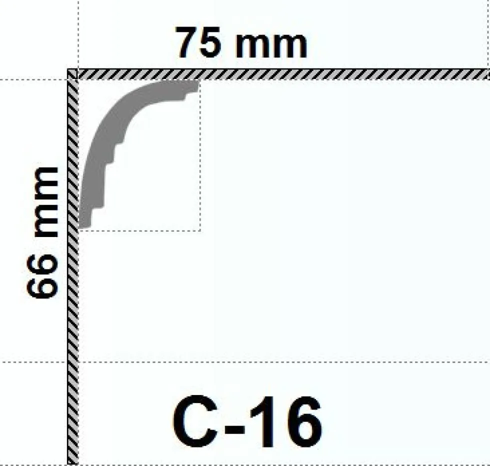 maßskizze gipsstuck kehlenprofill c-16
