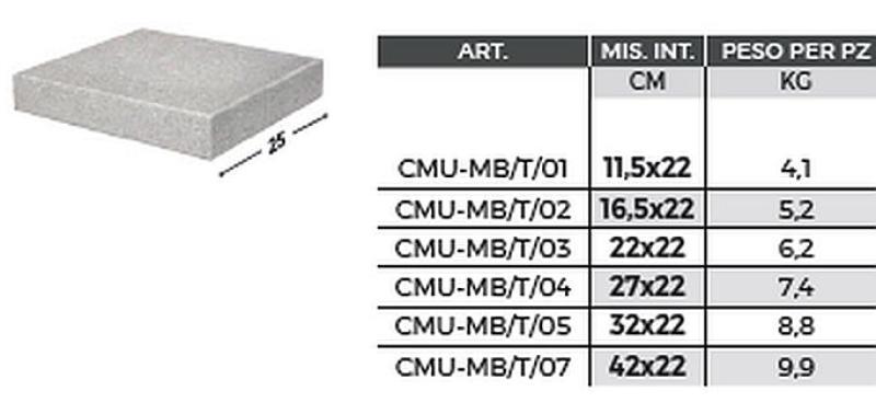 Kopfplatten zu Mauerabdeckungen Metrobasic Betonplatten 20cm lang